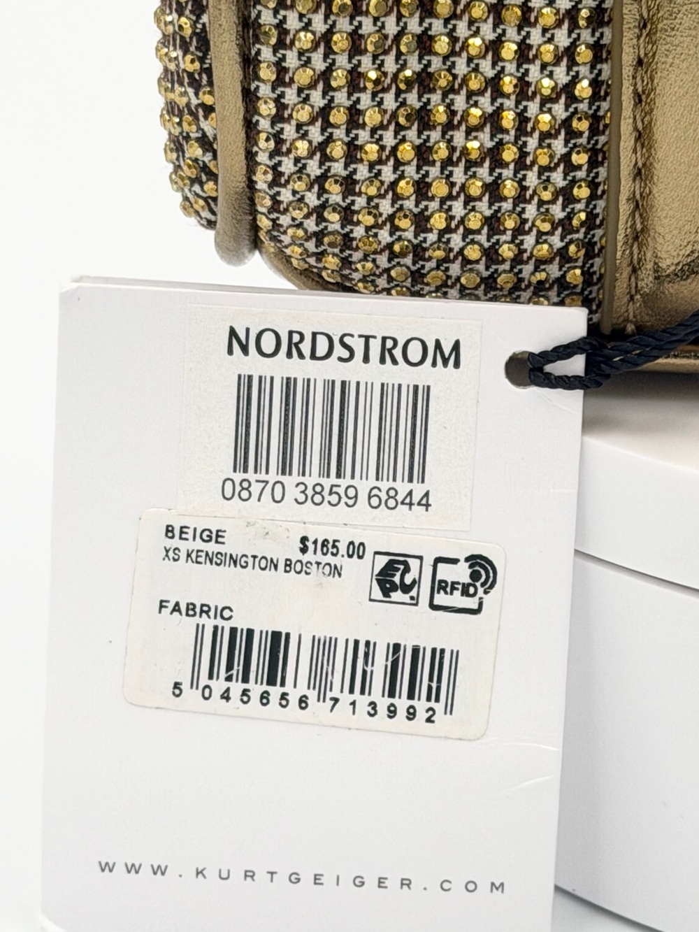 Kurt Geiger Metallic Gold Tweed Mini Satchel - Picture 3 of 10